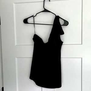 NWT The Limited One Shoulder Black Top with Bow